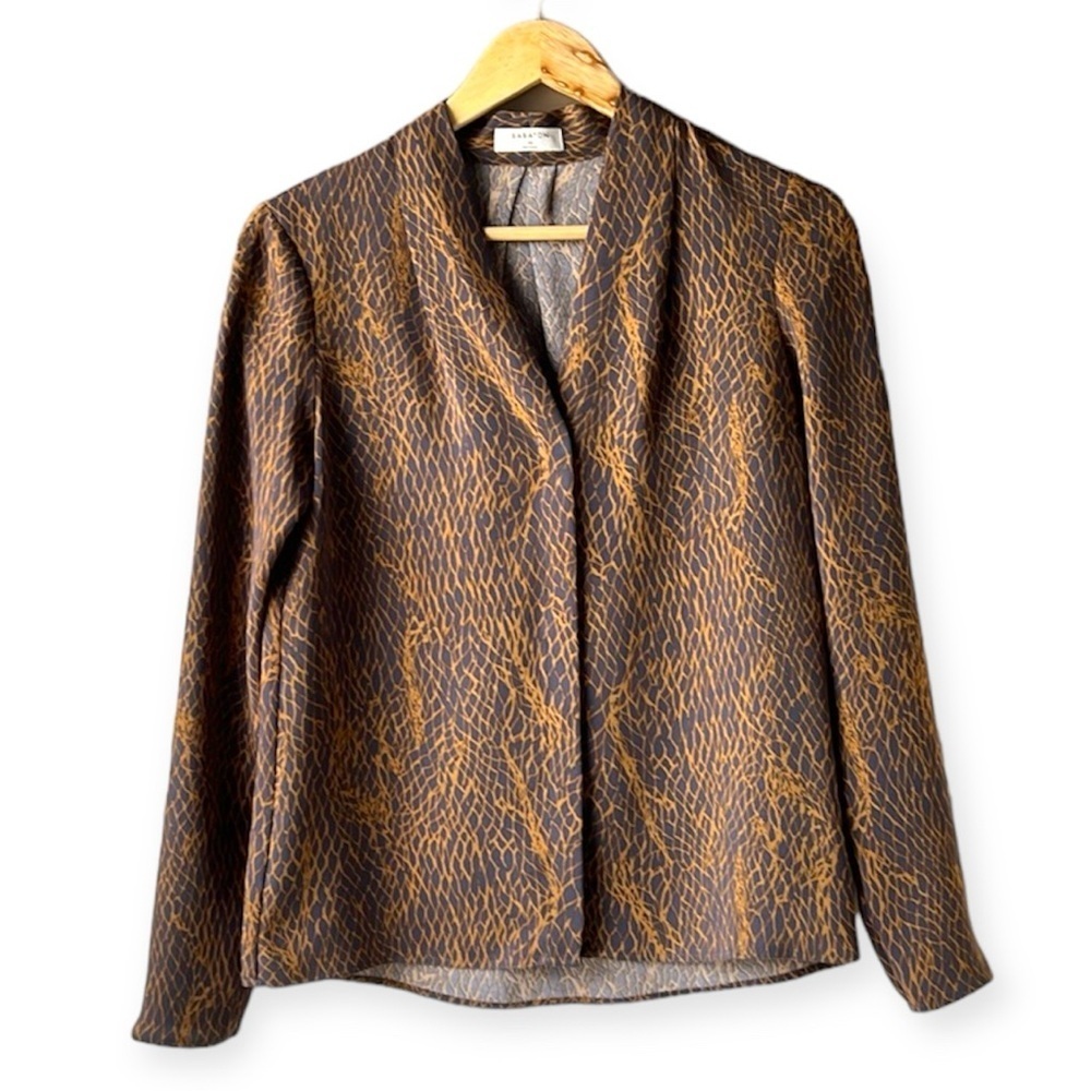 BABATON Navy & Gold Power Blouse Size XS